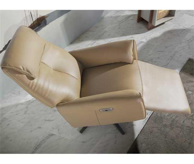 ANGEL CERDA Sillón relax giratorio piel arena Negro