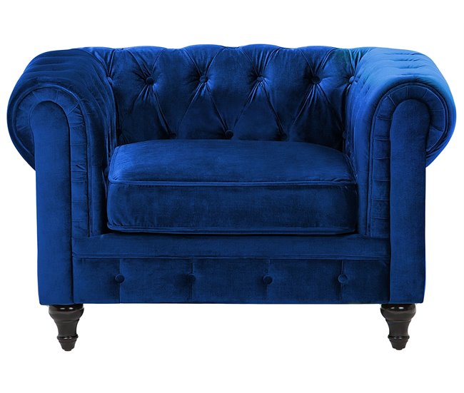 Beliani Conjunto de sofás CHESTERFIELD Azul Marino