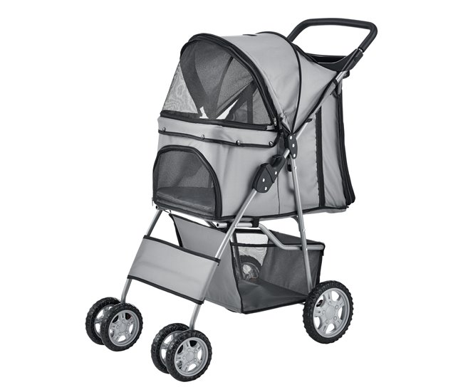 Carrito para mascotas impermeable acero / poliéster Gris