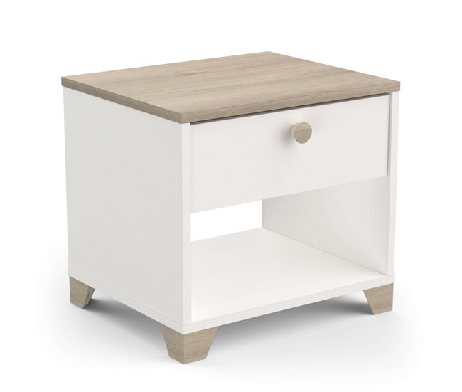 Dormitorio Completo Izzy: Cama, Cómoda y Mesitas Blanco/ Madera