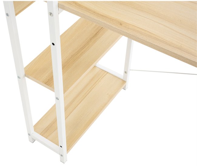 Escritorio Poe De Madera Con Estantería 120x44 Arena