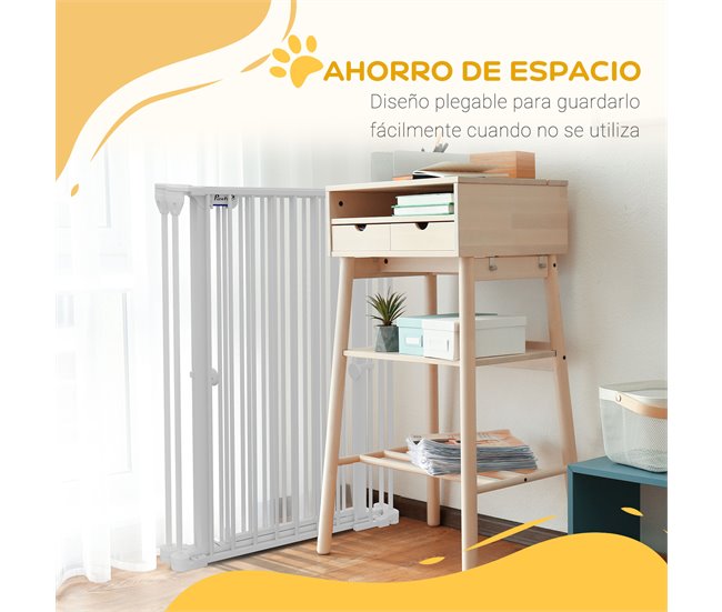 Barrera para Perros Acero, Plástico PawHut Blanco