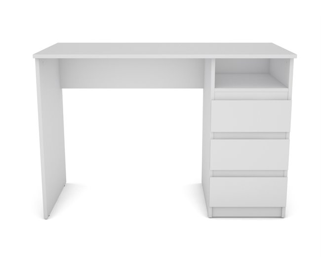 Mesa escritorio CARLOS 3 cajones y 1 estante blanco Blanco