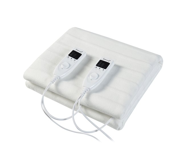 Manta eléctrica Doble Interruptor con 3 posiciones  60W poliéster Blanco