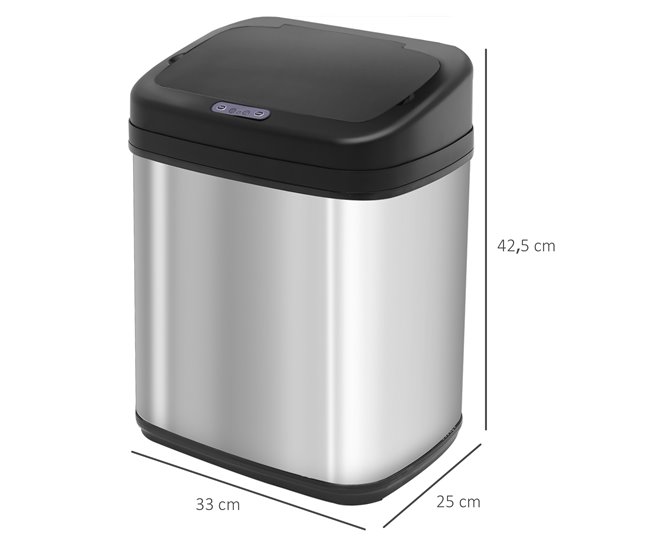 Cubo de Basura Acero Inoxidable, PP HOMCOM, hogar - cocina Gris