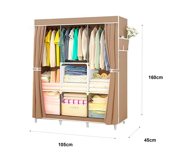 Armario Vestidor Tela con Bolsillos Laterales Nyana Home 106 Marron