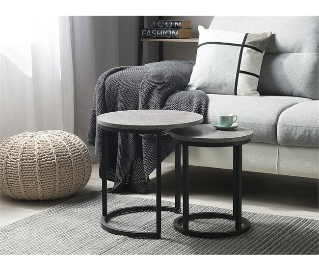 Beliani Conjunto de mesas DENNY 48x48 Negro