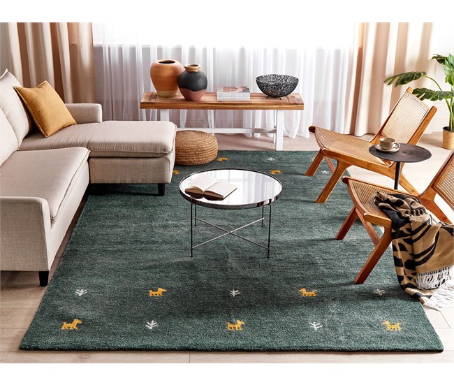 Beliani Alfombra de pelo corto CALTI 200x300 Verde Oscuro
