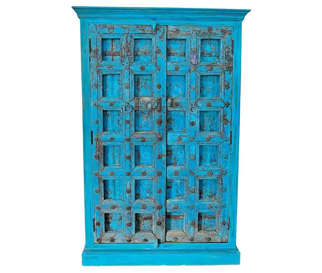 Armario de madera acabado artesanal Azul