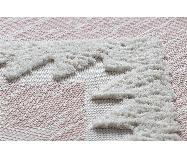 Alfombra ECO sisal BOHO MOROC Diamantes 22312 franjas 117x170 Rosa