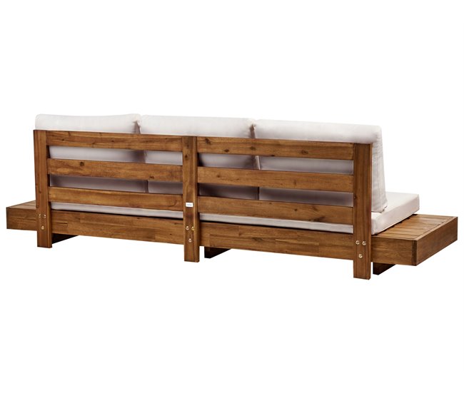 Beliani Sofá de jardín Madera de acacia con certificado FSC® MARETTIMO Blanco/ Madera