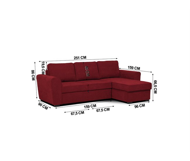 Chaise longue con cama ASTON Rojo