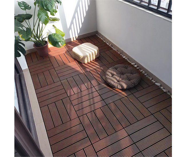 YOEVU - Set de 11 baldosas ensamblables WPC Marron