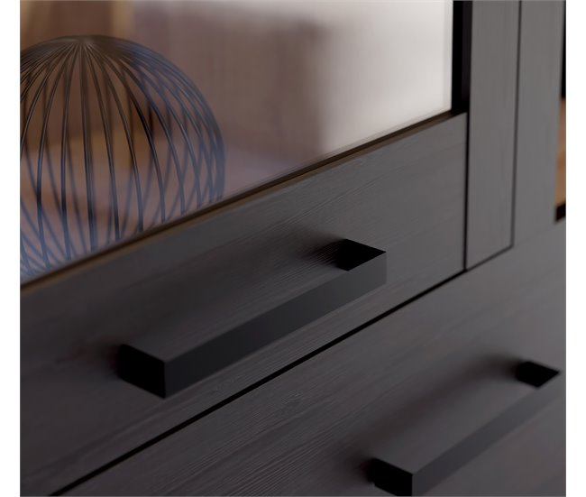 Mueble TV 1 puerta y 2 cajónes VERONA Negro/ Madera