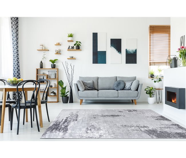 Alfombra MEFE moderna 8731 Vintage Structural dos niveles 160x220 Gris