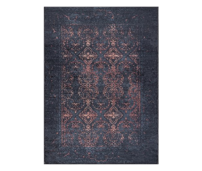 Alfombra lavable ANDRE 1013 Ornamento vintage 160x220 Negro