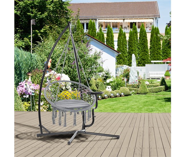 Soporte para Silla Colgante Metal Outsunny Negro