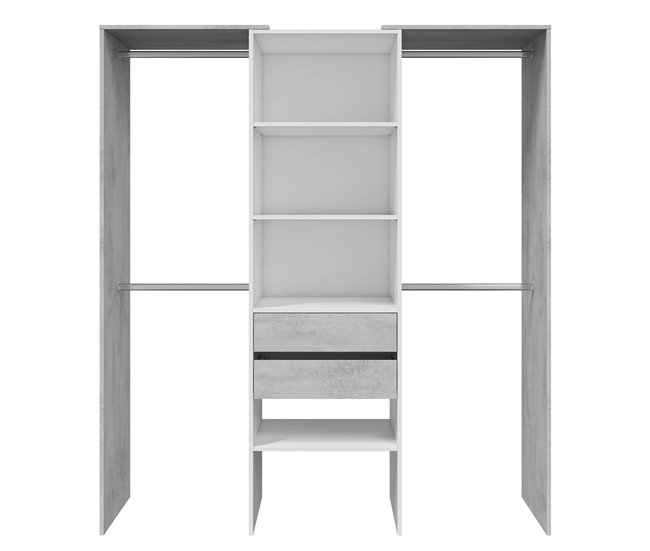 Armario vestidor Mayo 2 cajones, blanco y gris, 179 cm Ancho Blanco/ Gris