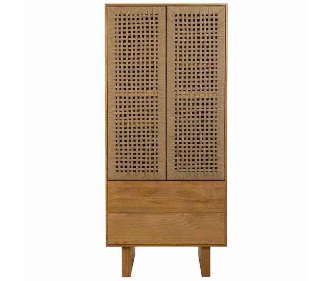 Armario de madera y cuerda trenzada Marron