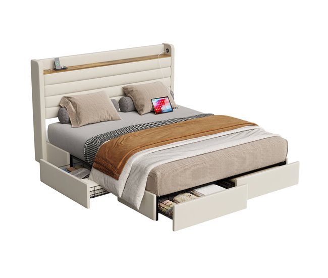 Camas de matrimonio 176x219 Beige