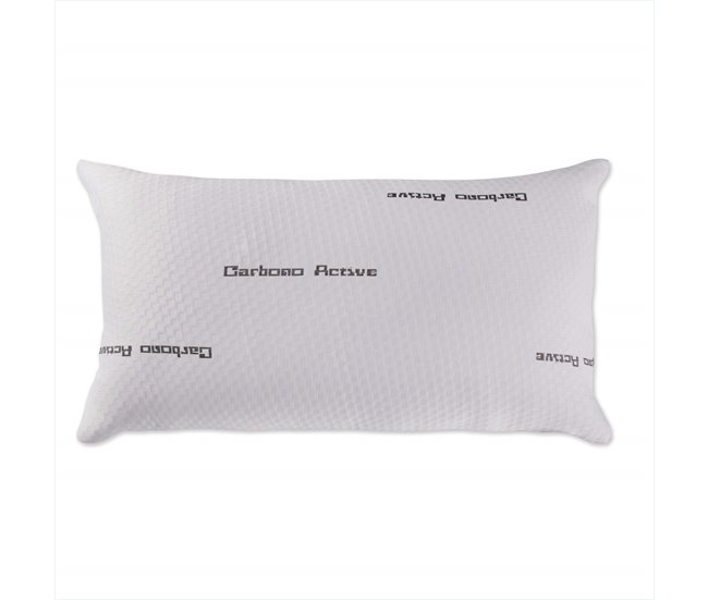 Almohada 105 cm Copos Viscoelásticos Funda Carbono Activo 90x38 Blanco/ Gris