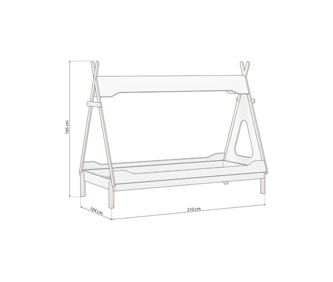 Cama Tipi Nest 210x104 Blanco/ Madera