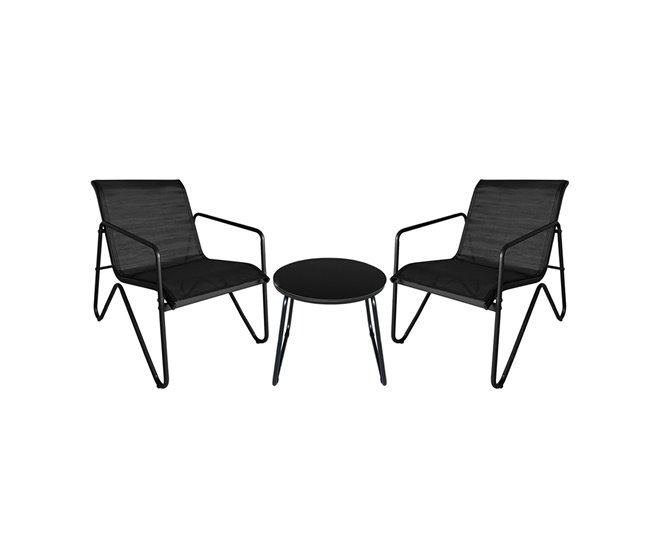 Acomoda Textil – Jardín 2 Sillones + Mesa (3 Piezas) Negro
