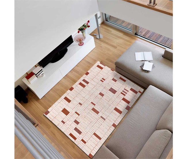 Alfombra de diseño geometrico BERUTI - ATTICGO 133x190 Beige