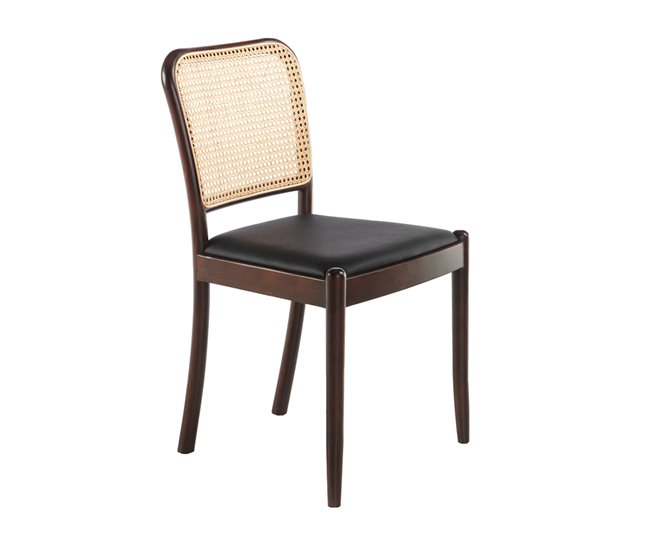 ANGEL CERDA Silla comedor respaldo rattán cuadrada Nogal
