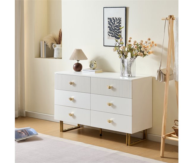 Cómoda doble con 6 cajónes Blanco
