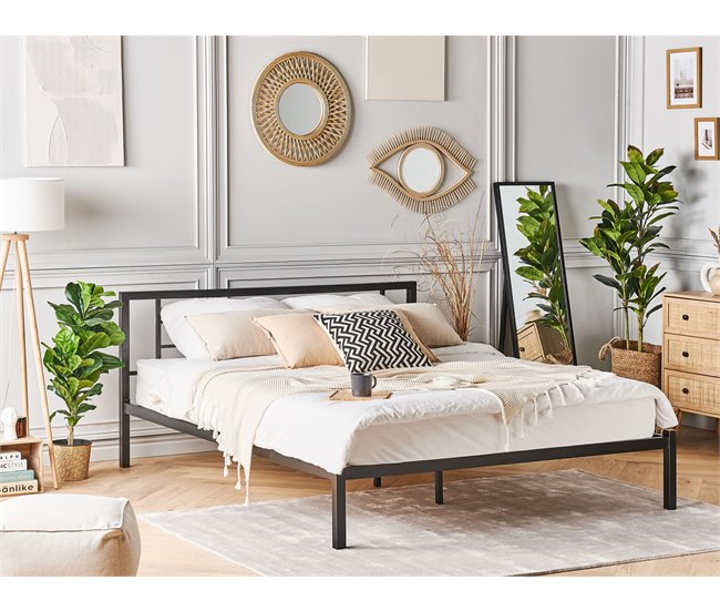 Beliani Cama Acero CUSSET 147x209 Blanco