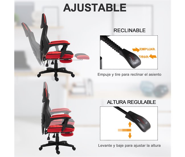 Silla de Oficina esponja, tejido de malla Vinsetto Rojo