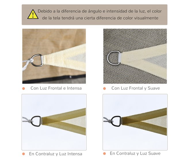 Toldo Vela Triangular PE Outsunny 300x300 Beige