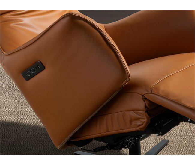 ANGEL CERDA Sillón relax giratorio piel marrón Marron