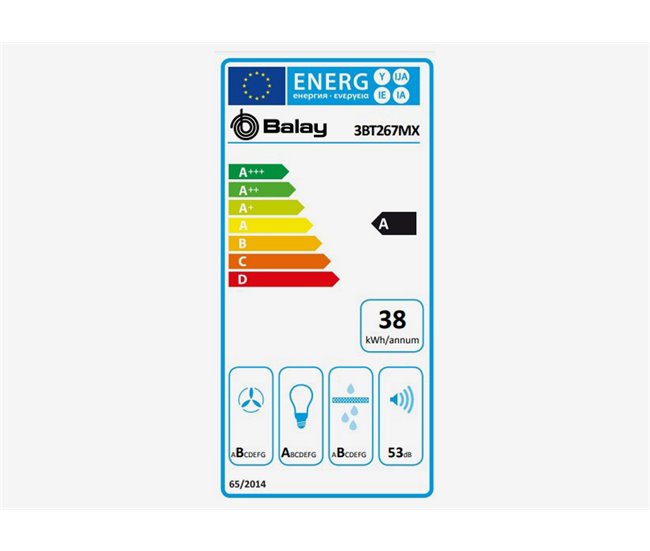 Campana telescópica BALAY 3BT267MX A 728 m/h 60cm inox Grafito