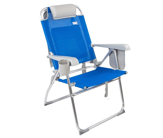 Aktive Pack 2 sillas playa plegables y multiposición asiento alto Azul