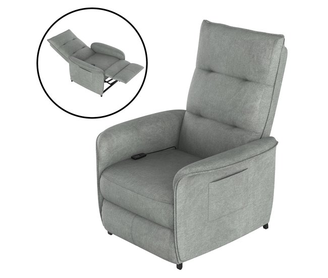 Sillón relax reclinable Savukoski acero poliéster Gris Claro