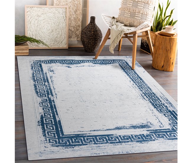 Alfombra lavable ANDRE 1213 Griego vintage 80x150 Blanco