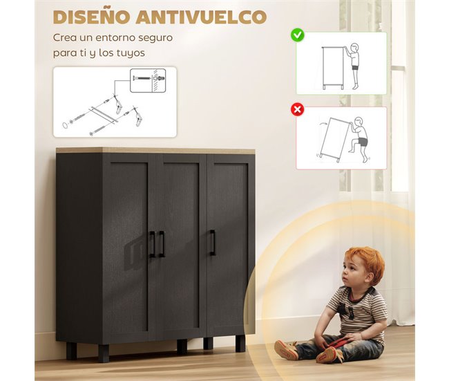 Aparador Melamina de Madera HOMCOM, hogar - muebles de comedor Negro