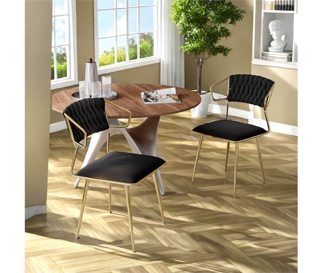 2 piezas, silla de comedor, silla alta Negro