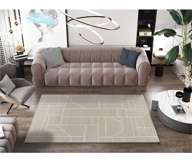 Alfombra geométrica con relieve HL-ETHNIC - ATTICGO 80x150 Crema
