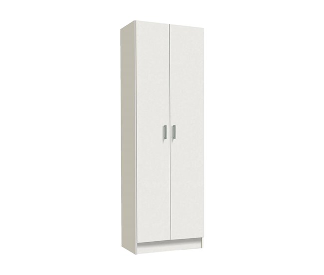Armario multiusos 2 puertas efecto madera Blanco