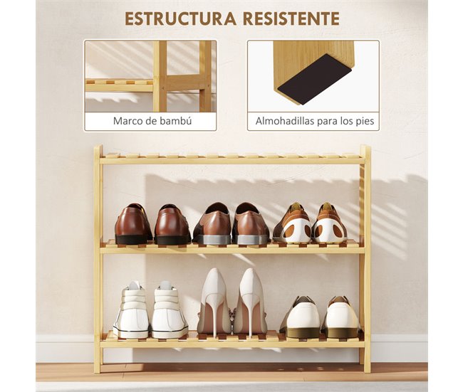 Estantería de Zapatos Bambú HOMCOM, hogar - muebles de recibidor Marron