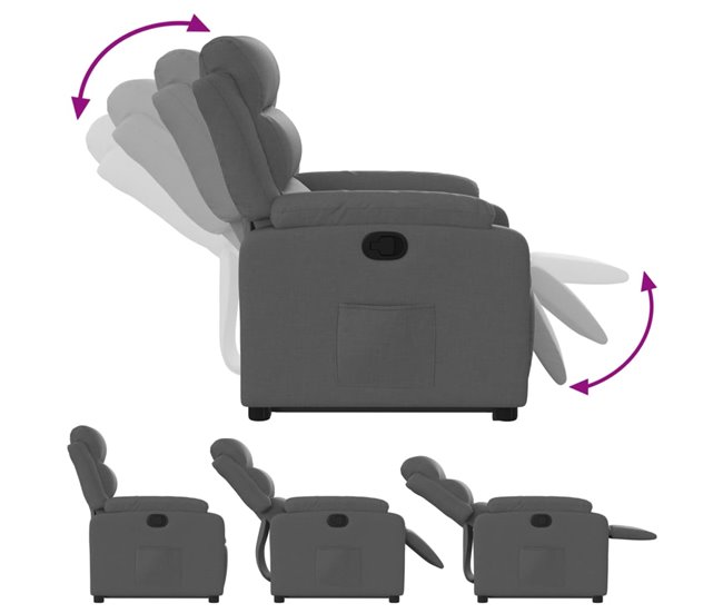 Sillón Elevable Reclinable Gris Oscuro