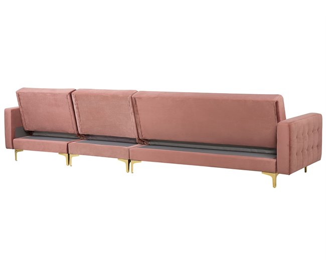Beliani Sofá modular Terciopelo ABERDEEN Rosa