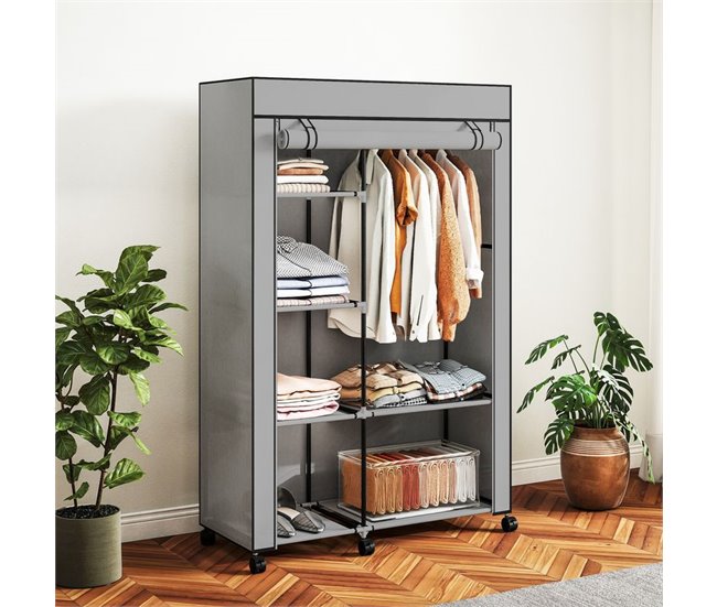 Armario de Tela Acero, Tela no Tejida HOMCOM Gris