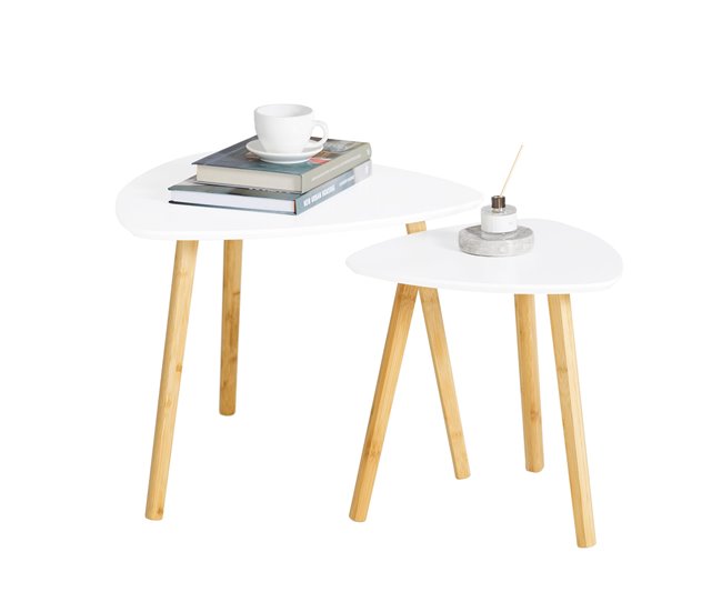 2 Mesitas de café FBT74-W SoBuy Blanco