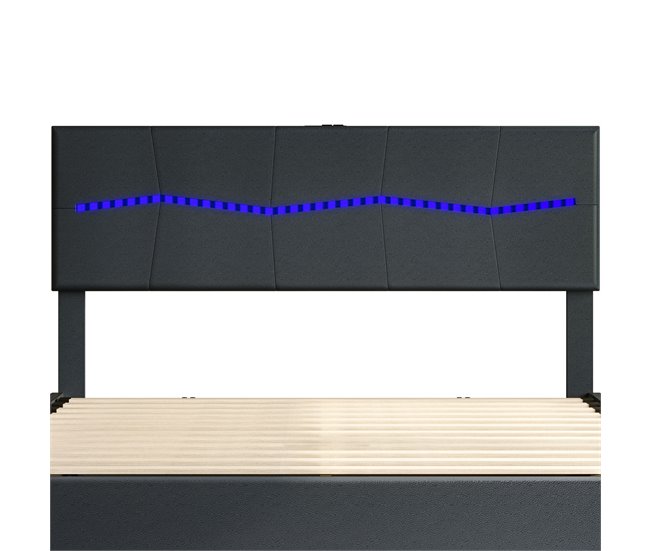 Cama con almacenamiento 200x180 Negro