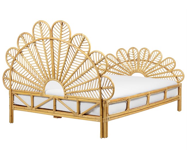 Beliani Cama Ratán FLORENTINE 147x207 Marron