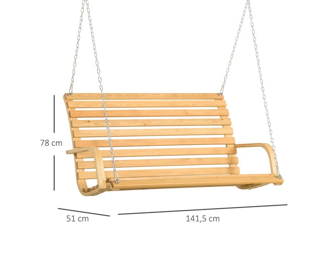 Banco Columpio Madera de Alerce Outsunny Marron